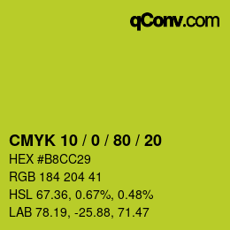 Color code: CMYK 10 / 0 / 80 / 20 | qconv.com