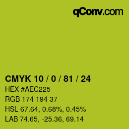 Color code: CMYK 10 / 0 / 81 / 24 | qconv.com