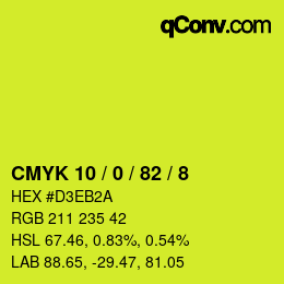 Color code: CMYK 10 / 0 / 82 / 8 | qconv.com