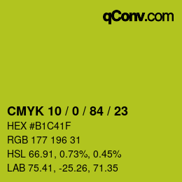 Color code: CMYK 10 / 0 / 84 / 23 | qconv.com