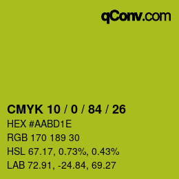 カラーコード: CMYK 10 / 0 / 84 / 26 | qconv.com