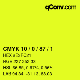 Color code: CMYK 10 / 0 / 87 / 1 | qconv.com