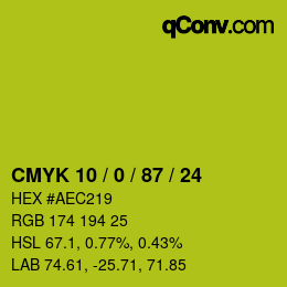 颜色代码: CMYK 10 / 0 / 87 / 24 | qconv.com