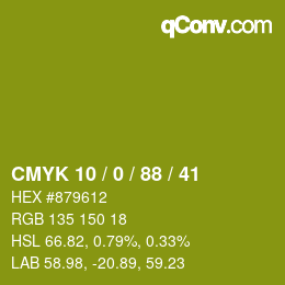 カラーコード: CMYK 10 / 0 / 88 / 41 | qconv.com