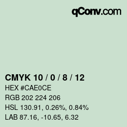 カラーコード: CMYK 10 / 0 / 8 / 12 | qconv.com