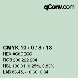颜色代码: CMYK 10 / 0 / 8 / 13 | qconv.com