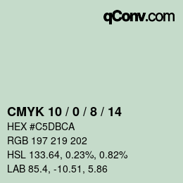 カラーコード: CMYK 10 / 0 / 8 / 14 | qconv.com