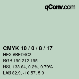 カラーコード: CMYK 10 / 0 / 8 / 17 | qconv.com
