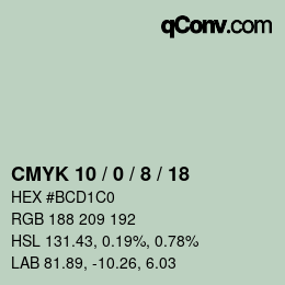 Color code: CMYK 10 / 0 / 8 / 18 | qconv.com