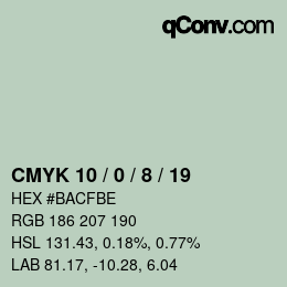 カラーコード: CMYK 10 / 0 / 8 / 19 | qconv.com