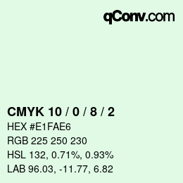 カラーコード: CMYK 10 / 0 / 8 / 2 | qconv.com