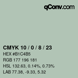 Color code: CMYK 10 / 0 / 8 / 23 | qconv.com