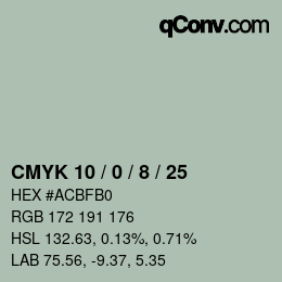 カラーコード: CMYK 10 / 0 / 8 / 25 | qconv.com