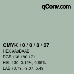 颜色代码: CMYK 10 / 0 / 8 / 27 | qconv.com