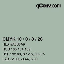 カラーコード: CMYK 10 / 0 / 8 / 28 | qconv.com
