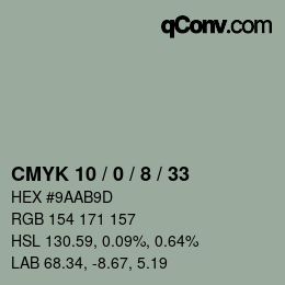 Color code: CMYK 10 / 0 / 8 / 33 | qconv.com