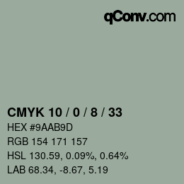 カラーコード: CMYK 10 / 0 / 8 / 33 | qconv.com