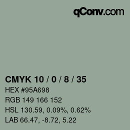 カラーコード: CMYK 10 / 0 / 8 / 35 | qconv.com