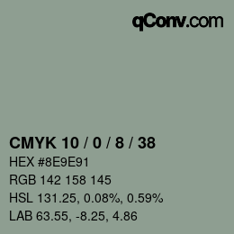 颜色代码: CMYK 10 / 0 / 8 / 38 | qconv.com