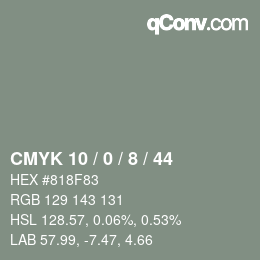 カラーコード: CMYK 10 / 0 / 8 / 44 | qconv.com