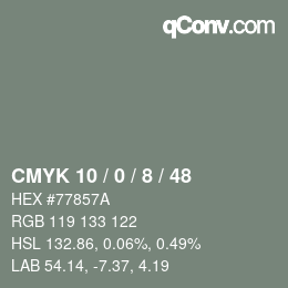 颜色代码: CMYK 10 / 0 / 8 / 48 | qconv.com