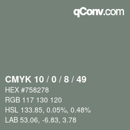 Color code: CMYK 10 / 0 / 8 / 49 | qconv.com