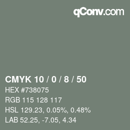 カラーコード: CMYK 10 / 0 / 8 / 50 | qconv.com