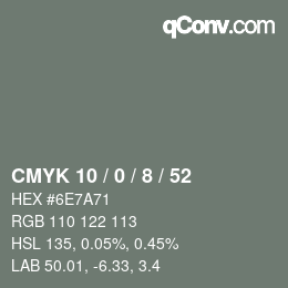 Color code: CMYK 10 / 0 / 8 / 52 | qconv.com