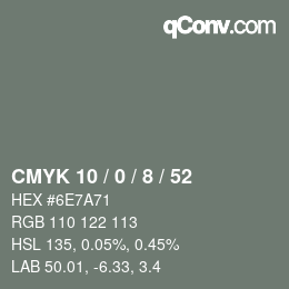 颜色代码: CMYK 10 / 0 / 8 / 52 | qconv.com