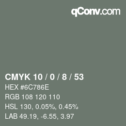 颜色代码: CMYK 10 / 0 / 8 / 53 | qconv.com
