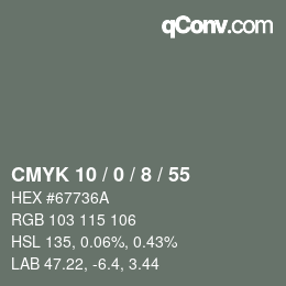 カラーコード: CMYK 10 / 0 / 8 / 55 | qconv.com