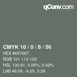 カラーコード: CMYK 10 / 0 / 8 / 56 | qconv.com