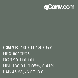 カラーコード: CMYK 10 / 0 / 8 / 57 | qconv.com