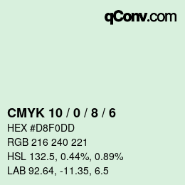 Color code: CMYK 10 / 0 / 8 / 6 | qconv.com