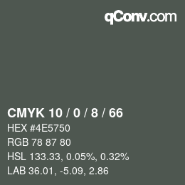 カラーコード: CMYK 10 / 0 / 8 / 66 | qconv.com