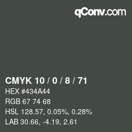 颜色代码: CMYK 10 / 0 / 8 / 71 | qconv.com