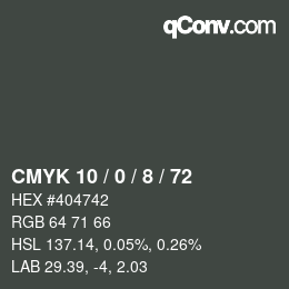 Color code: CMYK 10 / 0 / 8 / 72 | qconv.com