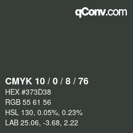 カラーコード: CMYK 10 / 0 / 8 / 76 | qconv.com