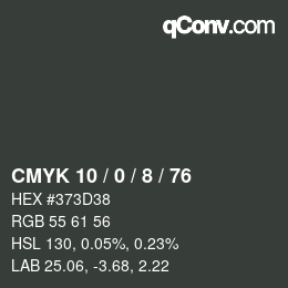 Color code: CMYK 10 / 0 / 8 / 76 | qconv.com