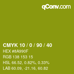 Color code: CMYK 10 / 0 / 90 / 40 | qconv.com