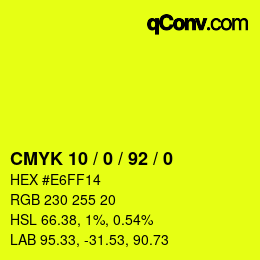 Farbcode: CMYK 10 / 0 / 92 / 0 | qconv.com