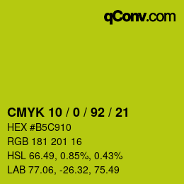 カラーコード: CMYK 10 / 0 / 92 / 21 | qconv.com