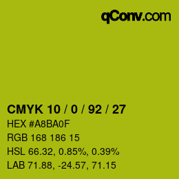 颜色代码: CMYK 10 / 0 / 92 / 27 | qconv.com