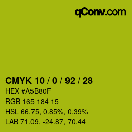 颜色代码: CMYK 10 / 0 / 92 / 28 | qconv.com