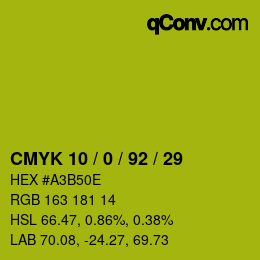 Color code: CMYK 10 / 0 / 92 / 29 | qconv.com