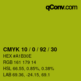 カラーコード: CMYK 10 / 0 / 92 / 30 | qconv.com
