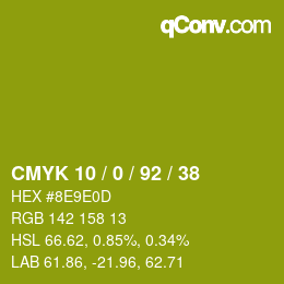 颜色代码: CMYK 10 / 0 / 92 / 38 | qconv.com