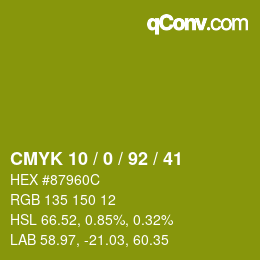 カラーコード: CMYK 10 / 0 / 92 / 41 | qconv.com