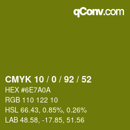 カラーコード: CMYK 10 / 0 / 92 / 52 | qconv.com