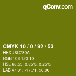 カラーコード: CMYK 10 / 0 / 92 / 53 | qconv.com